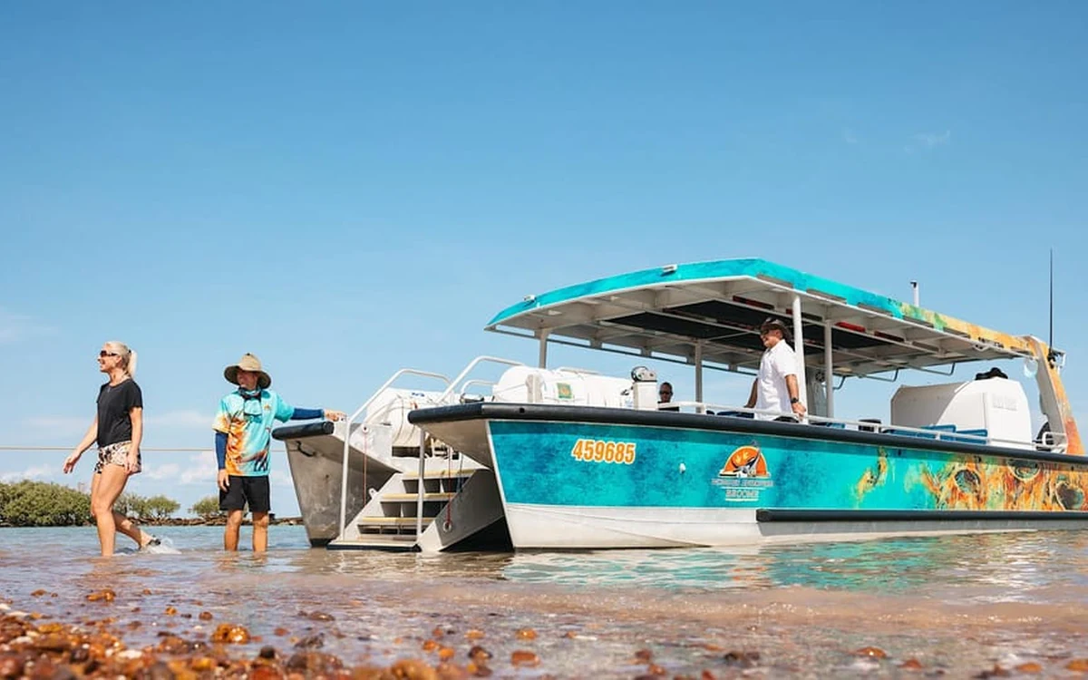 A secluded beach on the Broome coastline where 120-million-year-old footprints are preserved in the rock along the water&rsquo;s edge