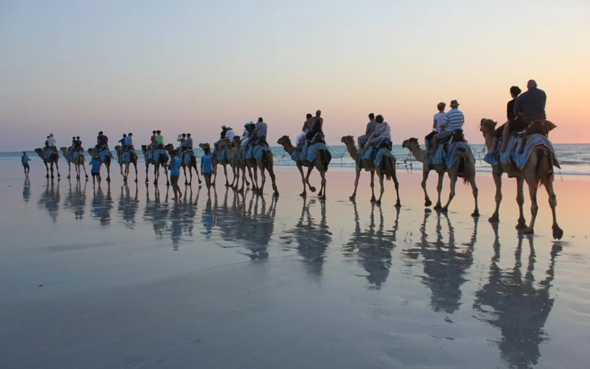 Cable Beach and the Broome coastline filmed from a drone
