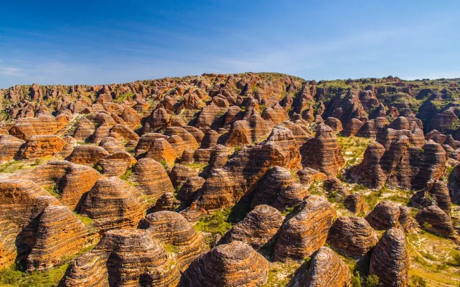 The striped domes of the Bungle Bungles seen from the air