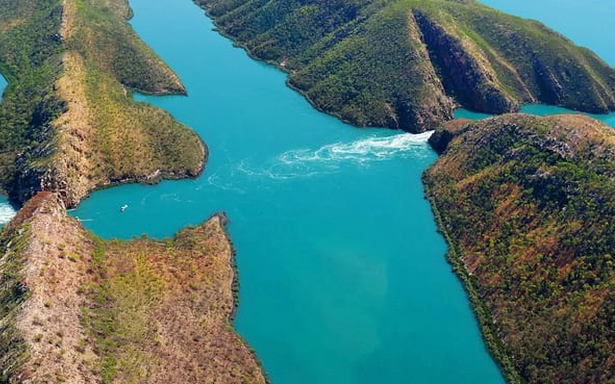 Turquoise tidal channels on the Kimberley coast near Broome seen from the air